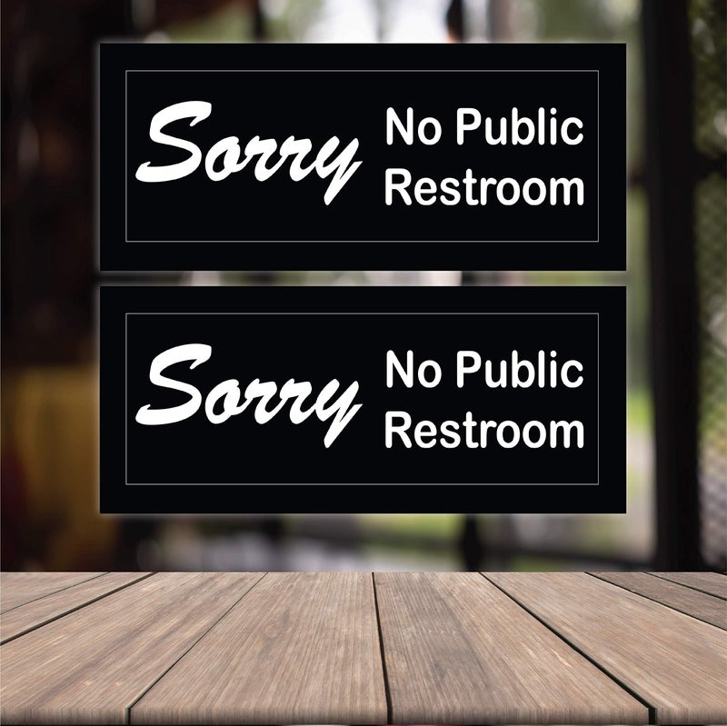 Wrapco (2 pack) Sorry No Public Restroom Signs for Business Door or Window 4" x 9" Self Adhesive Vinyl Decal Stickers - Image 2